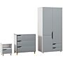 Homcom Bedroom Furniture Set, Wardrobe With Hanging Rail, 3 Drawer Chest Of Drawers, Bedside Table With Drawer, Grey And White