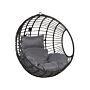 Hanging Chair Black Rattan Round Wicker Basket Without Stand With Cushions