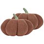 Set Of 2 Pumpkin Cushions Brown Boucle ⌀ 35 Cm Throw Pillow Halloween Decor Stuffed Toy