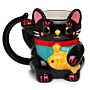 Ceramic Black Maneki Neko Lucky Cat Shaped Collectable Mug