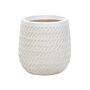 Plant Pot Off-white Fibre Clay ⌀ 19 Cm Round Outdoor Flower Pot Embossed Pattern