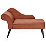 Chaise Lounge Red Polyester Fabric Upholstery Black Wood Legs Left Hand