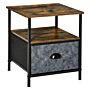 Homcom Side Table Industrial End Table Nightstand With Removable Drawer Steel Frame Rustic Brown