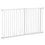 Pawhut Dog Gate Extra Wide Stairway Gate For Pet With Door, 76h X 75-145wcm, White