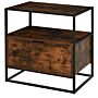 Homcom Industrial-style Side Table W/ Drawer Open Shelf Steel Frame Large Base Two-tone