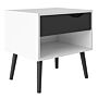 Oslo Bedside 1 Drawer In White And Black Matt