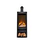 Acantha Horizon Electric Stove With Log Storage & Angled Stove Pipe In Black