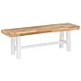 Garden 2-seater Dining Bench Light Wood Seat White Legs Rustic Country Garden