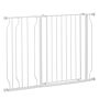 Pawhut Expandable Dog Gate With Door Pressure,75-115cm Doorway Pet Barrier Fence For Hallways, Staircases, White