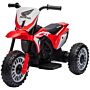 Homcom 6v Kids Motorbike, 3 Wheels Kids Electric Bike With Horn, Startup Sound For Ages 18-36 Months - Red