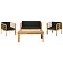 Garden Conversation Set Acacia Wood Black Cushions Modern Outdoor 4 Seater With Coffee Table