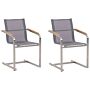 Set Of 2 Garden Chairs Grey Synthetic Seat Stainless Steel Frame Cantilever Style