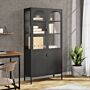 Vidaxl Highboard Black 90x40x180 Cm Glass And Steel