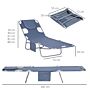 Outsunny Beach Chaise Lounge With Face Cavity & Arm Slots, Portable Sun Lounger, Reclining Lounge Chair 5-position Adjustable Backrest Grey