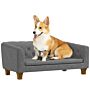 Pawhut Dog Sofa Bed, Elevated Dog Couch For Small And Medium Dogs, With Soft Cushion, Removable And Washable Cover, Anti-slip Pads, Grey