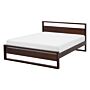 Double Bed Frame Dark Pine Wood 140 X 200 Cm Slatted