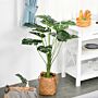 Outsunny 85cm/2.8ft Artificial Monstera Tree Decorative Cheese Plant 13 Leaves With Nursery Pot, Fake Tropical Palm Tree For Décor