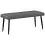 Bedroom Bench Grey Faux Leather Buttoned Upholstery Metal Legs