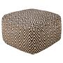 Pouffe Black And White Wool Geometruc Pattern Square Boho Modern Footstool Upholstered Seat