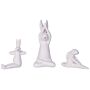 Bunny Figurines White Set Of 3 White Finish Ceramic Easter Handmade Yoga Pose Table Decor