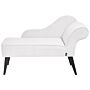 Chaise Lounge White Polyester Fabric Upholstery Black Wood Legs Right Hand