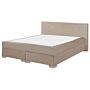 Eu King Divan Bed Beige Velvet Upholstered 5ft3 Frame With Headrest And Mattress