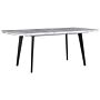 Dining Table Marble Effect Mdf Black Iron Legs Extendable Top Rectangular 160/200 X 90 Cm