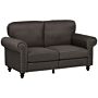 Homcom Two Seater Sofa, Fabric Sofa Couch With Nailhead Trim, Loveseat Sofa Settee, Dark Brown