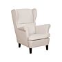 Wingback Chair Light Beige Fabric 63l X 74w X 102h Cm High Back Rubberwood Legs