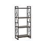 4 Tier Bookcase Dark Wood And Black Metal Frame Open Shelf Industrial Minimalist Shelving Unit