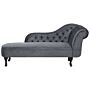 Chaise Lounge Grey Right Hand Velvet Buttoned Nailheads