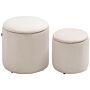 Homcom Modern Storage Ottoman With Removable Lid, Fabric Storage Stool, Foot Stool, Dressing Table Stool, Set Of 2, White