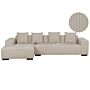 Right Hand Corner Sofa Beige Corduroy L-shaped 4 Seater Jumbo Cord With Throw Pillows