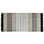 Rug Beige And Black Wool Cotton 80 X 150 Cm Hand Woven Flat Weave With Tassels