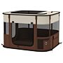 Pawhut Foldable Dog Pen With Storage Bag For Indoor/outdoor Use, Brown