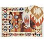 Kilim Area Rug Multicolour Wool And Cotton 160 X 230 Cm Handmade Woven Boho Patchwork Pattern With Tassels