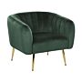 Armchair Green Velvet Golden Metal Frame Round Back