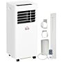 Homcom Mobile Air Conditioner White W/ Remote Control Cooling Dehumidifying Ventilating - 780w