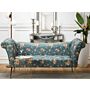 Chaise Lounge Blue Fabric Upholstery Tufted Double Ended Seat With Metal Gold Legs