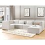 Modular Right Corner 5 Seater Sofa Off White Corduroy With Ottoman 5 Seater Sectional Sofa