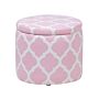 Footstool Pink Round Storage Stool Quatrefoil Trellis Pattern