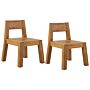 Set Of 2 Garden Chairs Solid Acacia Wood Rustic Design