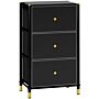 Homcom Chest Of Drawers, Fabric Dresser With 3 Drawers And Steel Frame, Storage Organizer Unit For Bedroom, Living Room, Hallway, Black