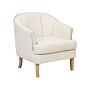 Armchair Beige Fabric Club Chair Nail Head Trim Wooden Legs