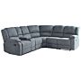 Manual Recliner Sofa Grey Fabric Corner Sofa 5 Seater Centre Storage Armrest Cup Holder