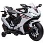 Homcom Electric Ride On Motorcycle With Headlights Music, 6v Battery Powered Kids Motorcycle Vehicle With Training Wheels, For 3-5 Years Old, White