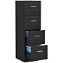 Homcom Four-drawer Lockable Filing Cabinet - Black Wood Effect