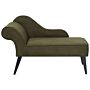 Chaise Lounge Green Polyester Fabric Upholstery Black Wood Legs Left Hand