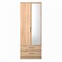 Devon Double 2 Drawer Mirror Wardrobe In Bardolino Oak