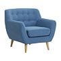 Armchair Chair Blue Tufted Back Light Wood Legs Thickly Padded Living Room Nursery